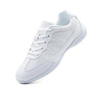SECHRITE Womens Cheerleading Cheer Shoes for Girls Kids Dance Jazz Sneaker Trainer White Lace Up Yoga Gymnastics Aerobics Training Competition School Shoes White 44