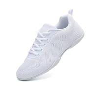 SECHRITE Womens Girls Cheerleading Cheer Shoes for Kids Youth Dance Jazz Sneaker Trainer White Yoga Gymnastics Training Lace Up Competition School Uniform Shoes White 35