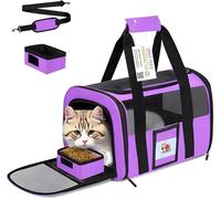 SECLATO Cat Carrier Pet Carriers Airline Approved for Small Dogs Kitten Carrier for Small Medium Animals Under 15lb, Collapsible Soft Sided Travel Carrier, Purple