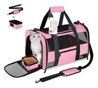 Seclato Cat Carrier Pet Carriers Airline Approved for Small Dogs Kitten Carriers for Small Medium Cats Under 15lb, Collapsible Soft Sided TSA Approved Travel Carrier, Pink