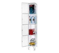 Seco 4 Door Wire Mesh Locker with 4 Compartments - Zinc Plate Finish
