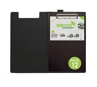SECO 570A-ECO-BK A4 ECO PVC Covered Foldover Clipboard with Heavy Duty Clip - Black (Pack of 12)