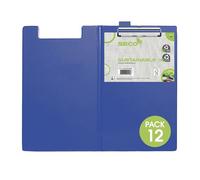 SECO 570A-ECO-BU P12 A4 ECO PVC Covered Foldover Clipboard with Heavy Duty Clip - Blue (Pack of 12)