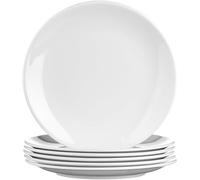 SECO 9"/23cm Round Melamine Plates, Pack of 6 - Durable, Scratch-Resistant & Lightweight Reusable Dinner Plates - White