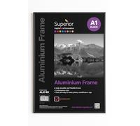 SECO A1 Brushed Aluminium Picture Frame | Black | Perspex Safety Glass | Photo, Certificate & Artwork Display | Home & Office Decor