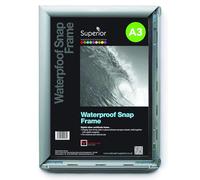 SECO A3 Waterproof Snap Frame 25mm Aluminium Silver | Wall Mounted Front Loading Poster, Picture & Sign Display | Outdoor