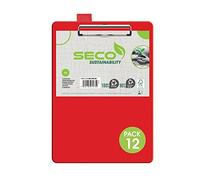 SECO A4 ECO PVC Covered Clipboard |Red | 12 Pack | Document Holder