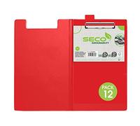 SECO A4 ECO PVC Covered Foldover Clipboard with Heavy Duty Clip - Red (Pack of 12)