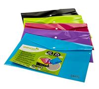 Seco Popper Wallet PPLSA4-AST A4 PP (Polypropylene) Landscape 0.5 cm (D) x 38 cm (H) Assorted Pack of 5