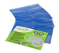 Seco A4+ Landscape Recyclable Popper Wallet - Blue (Pack of 5)
