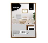 SECO A4 Pin Stripe Frame - Certificate, Photo & Picture Display with Perspex Safety Glass - Black/Gold
