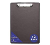 SECO A4 PVC Covered Clipboard with Heavy Duty Clip - Black - Pack of 12