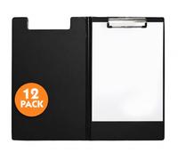 SECO A4 PVC Foldover Clipboard | Black | Pack of 12 | Document Holder