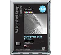 Stewart Superior A4 Waterproof Aluminium 4 Sided 25mm Front Loading Picture/Poster Snap Frame - Silver