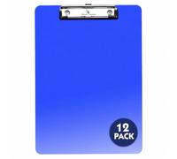 SECO A4 Translucent Clipboard | Blue | 12 Pack | Document Holder | Heavy Duty | Metal Clip | Rigid PVC Board | A4 Documents | Office, School & Warehouse Use