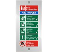Seco ABC Powder Fire Extinguisher Sign, 100mm x 200mm - 5mm Clear Acrylic with Stand Off Fixings