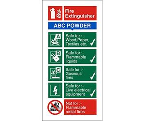 Seco ABC Powder Fire Extinguisher Sign, 100mm x 200mm - Photoluminescent 1mm Semi Rigid Plastic