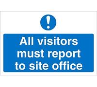 Seco All Visitors Must Report to Site Office Sign, 600mm x 450mm - 3mm Foam PVC