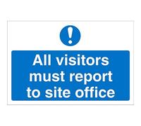Seco All Visitors Must Report to Site Office Sign, 600mm x 450mm - 4mm Fluted Board