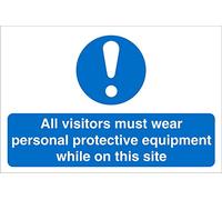 Seco All Visitors Must Wear Personal Protective Equipment While On This Site Sign, 150mm x 200mm - 1mm Semi Rigid Plastic