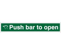 Safety Sign Push Bar To Open Adhesive Plastic 5 x 30 cm
