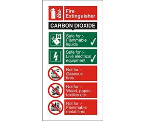 Seco Carbon Dioxide Fire Extinguisher Sign, 100mm x 200mm - 1mm Semi Rigid Plastic, White