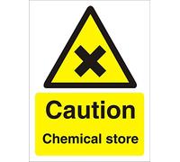 Seco Caution Chemical Store Sign, 150mm x 200mm - 1mm Semi Rigid Plastic
