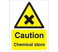 Seco Caution Chemical Store Sign, 200mm x 300mm - Self Adhesive Vinyl