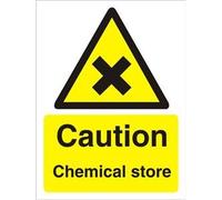 Seco Caution Chemical Store Sign, 300mm x 400mm - 1mm Semi Rigid Plastic