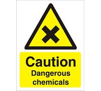 Seco Caution Dangerous Chemicals Sign, 200mm x 300mm - Self Adhesive Vinyl
