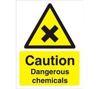 Seco Caution Dangerous Chemicals Sign, 300mm x 400mm - 1mm Semi Rigid Plastic