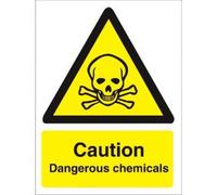 Seco Caution Dangerous Chemicals With Skull & Bones Pictogram Sign, 150mm x 200mm - Self Adhesive Vinyl