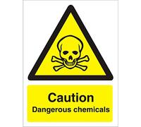 Seco Caution Dangerous Chemicals with Skull & Bones Pictogram Sign, 300mm x 400mm - 1mm Semi Rigid Plastic