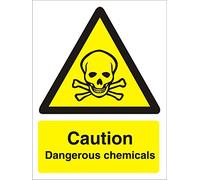 Seco Caution Dangerous Chemicals with Skull & Bones Pictogram Sign, 300mm x 400mm - Self Adhesive Vinyl