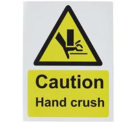 Seco Caution Hand Crush Sign, 150mm x 200mm - Self Adhesive Vinyl