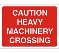 Seco Caution Heavy Machinery Crossing Sign, 400mm x 300mm - 4mm Fluted Board