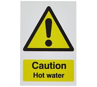 Warning Sign Hot Water Adhesive Vinyl 20 x 15 cm