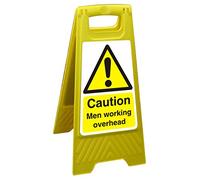 Seco Caution Men Working Overhead Floor Standing Sign, 300mm x 600mm - Polypropylene