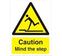Seco Caution Mind The Step Sign, 150mm x 200mm - Self Adhesive Vinyl