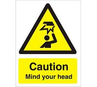 Seco Caution Mind Your Head Sign, 300mm x 400mm - Self Adhesive Vinyl