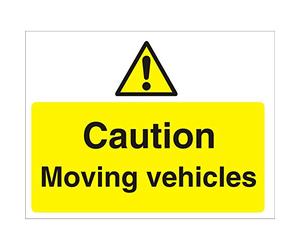 Seco Caution Moving Vehicles Sign, 600mm x 450mm - 4mm Fluted Board