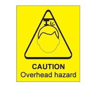 Seco Caution Overhead Hazard Sign, 150mm x 200mm - Self Adhesive Vinyl