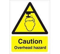 Seco Caution Overhead Hazard Sign, 200mm x 300mm - Self Adhesive Vinyl