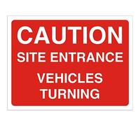 Seco Caution Site Entrance Vehicles Turning Sign, 600mm x 450mm - 4mm Fluted Board