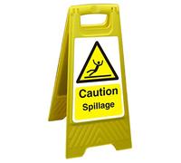 Seco Caution Spillage Floor Standing Sign, 300mm x 600mm - Polypropylene
