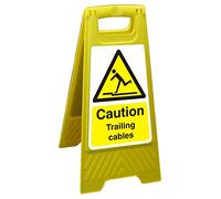 Seco Caution Trailing Cables Floor Standing Sign, 300mm x 600mm - Polypropylene