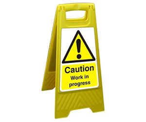 Seco Caution Work in Progress Floor Standing Sign, 300mm x 600mm - Polypropylene
