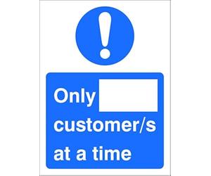 SECO"Customer Numbers", 150x200mm Window Cling Film Sign, Blue/White