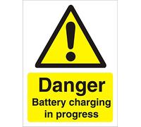 Seco Danger Battery Charging in Progress Sign, 150mm x 200mm - Self Adhesive Vinyl