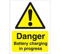 Seco Danger Battery Charging in Progress Sign, 300mm x 400mm - 1mm Semi Rigid Plastic
